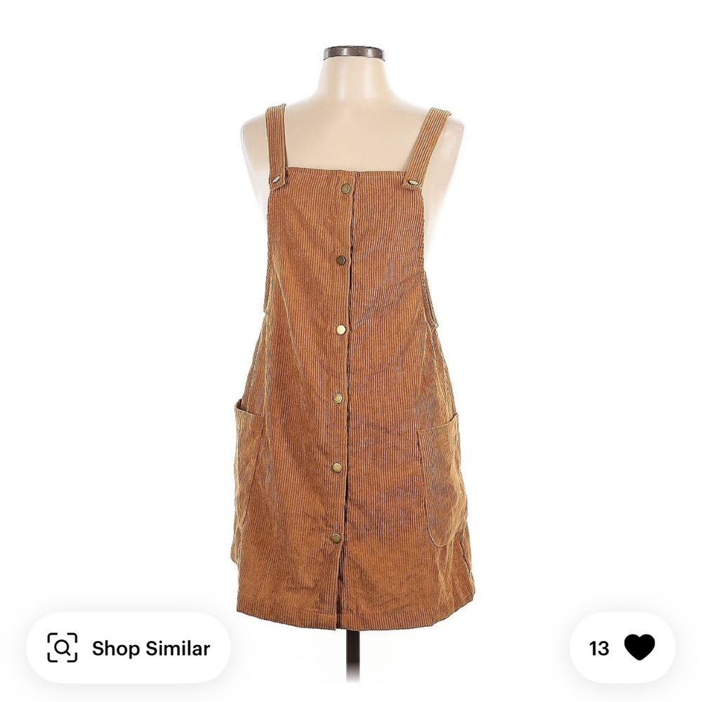 Shein Brown Corduroy Overall Dress